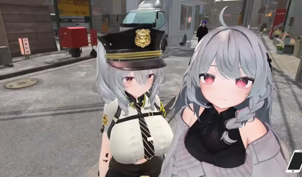 NTR Master街区中两名角色站在车辆旁的画面